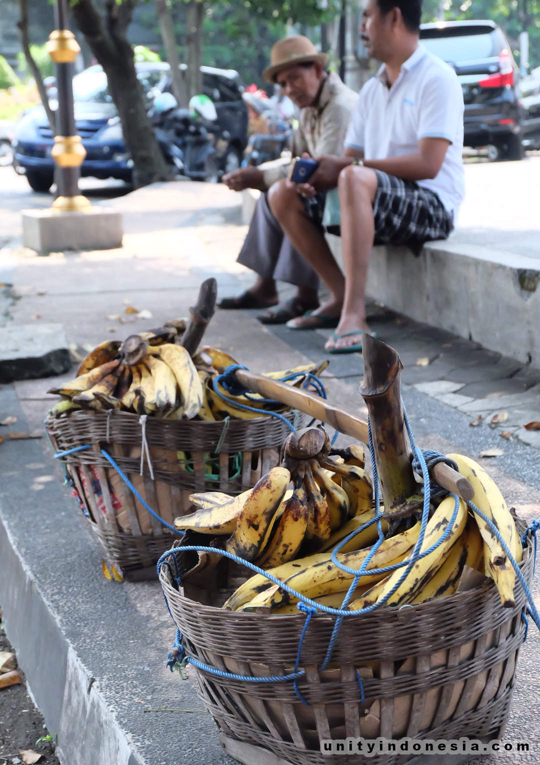Bananas in baskets.